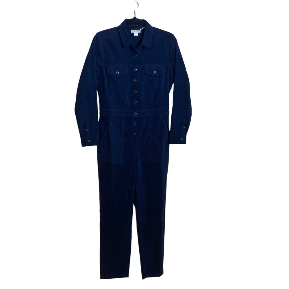 NWT OUTERKNOWN Navy Cordouroy S.E.A. Long Sleeve Jumpsuit, size X- Small - Picture 3 of 15